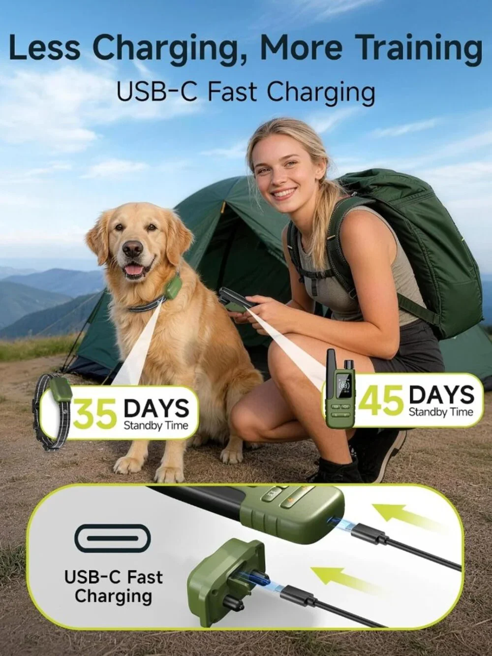 Rechargeable Dog Training Collar - 4500FT Remote, Waterproof, Vibration & Beep